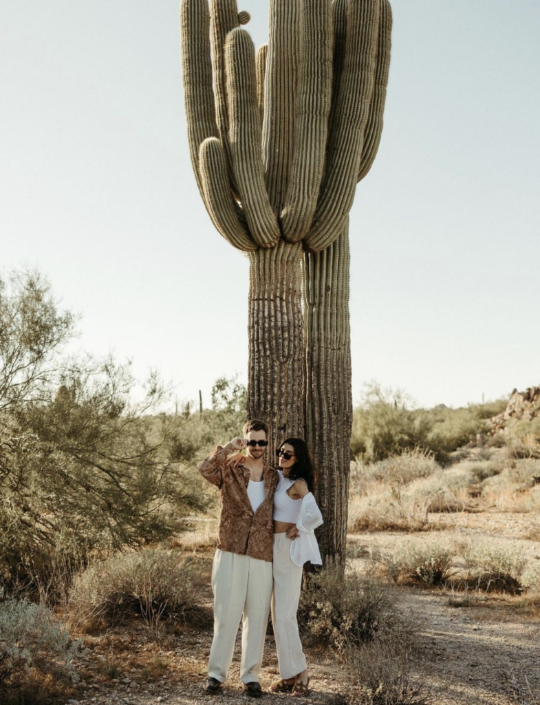 Casual Couple Engagement Photos in the Arizona desert 